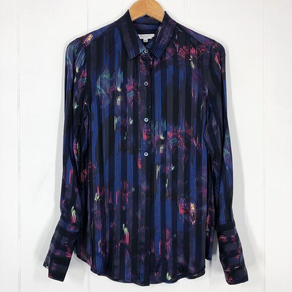 Equipment Silk Button Down Blouse Sheer Long Sleeve "Eleonore" Size Small Blue - Picture 3 of 15